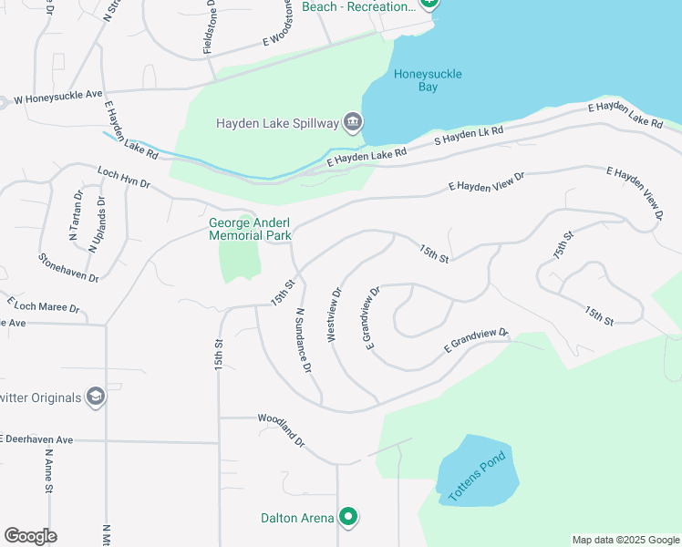 map of restaurants, bars, coffee shops, grocery stores, and more near 8239 North Westview Drive in Coeur d'Alene