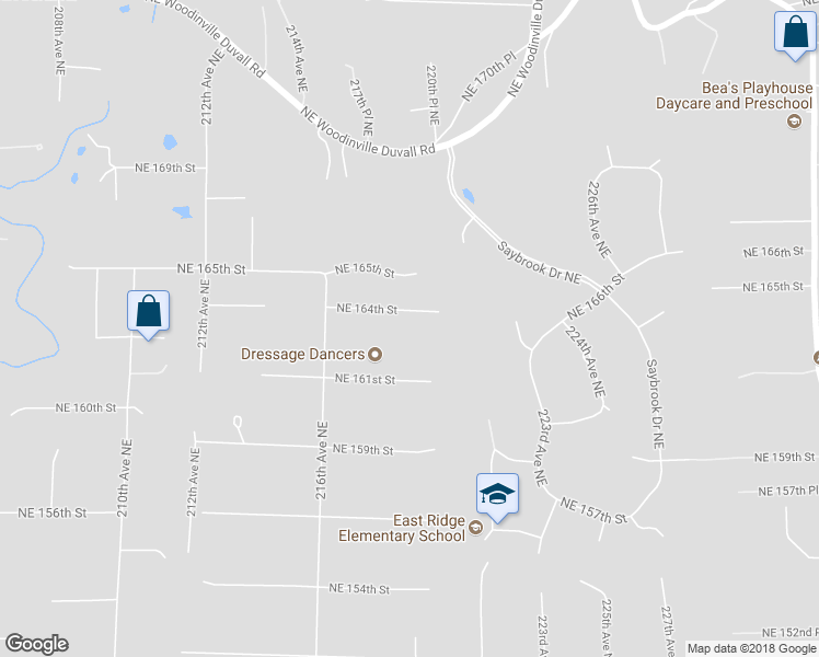 map of restaurants, bars, coffee shops, grocery stores, and more near 21825 Northeast 164th Street in Woodinville