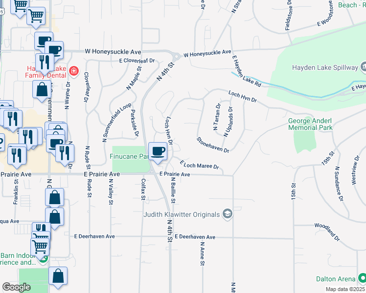 map of restaurants, bars, coffee shops, grocery stores, and more near 8230 North Loch Haven Drive in Hayden