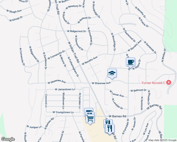 map of restaurants, bars, coffee shops, grocery stores, and more near 5315 West Baywood Court in Spokane