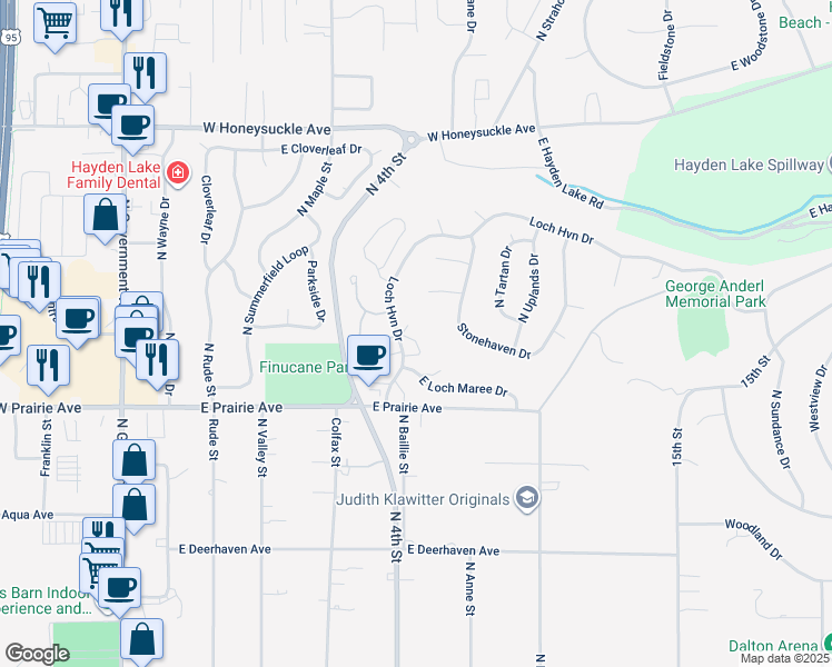 map of restaurants, bars, coffee shops, grocery stores, and more near 8230 North Loch Haven Drive in Hayden