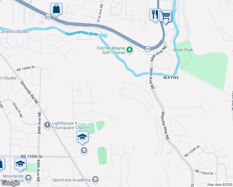 map of restaurants, bars, coffee shops, grocery stores, and more near 9215 Odin Way in Bothell
