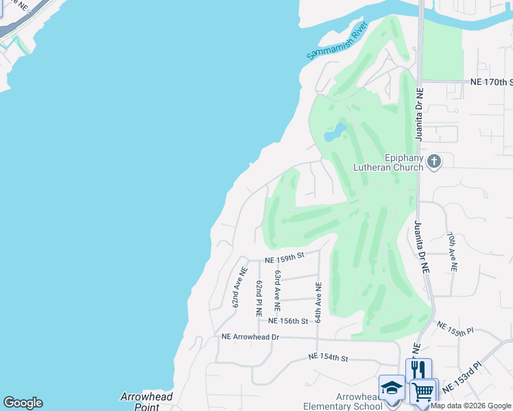 map of restaurants, bars, coffee shops, grocery stores, and more near 16066 Inglewood Road Northeast in Kenmore