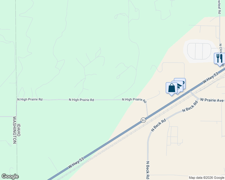 map of restaurants, bars, coffee shops, grocery stores, and more near 8057 North Vogt Road in Hauser
