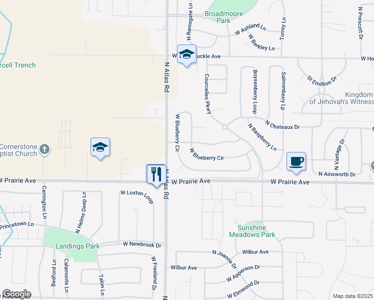 map of restaurants, bars, coffee shops, grocery stores, and more near 3013 West Blueberry Circle in Hayden