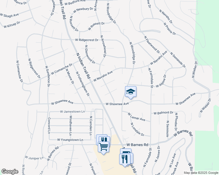map of restaurants, bars, coffee shops, grocery stores, and more near 9710 North Arrowhead Drive in Spokane