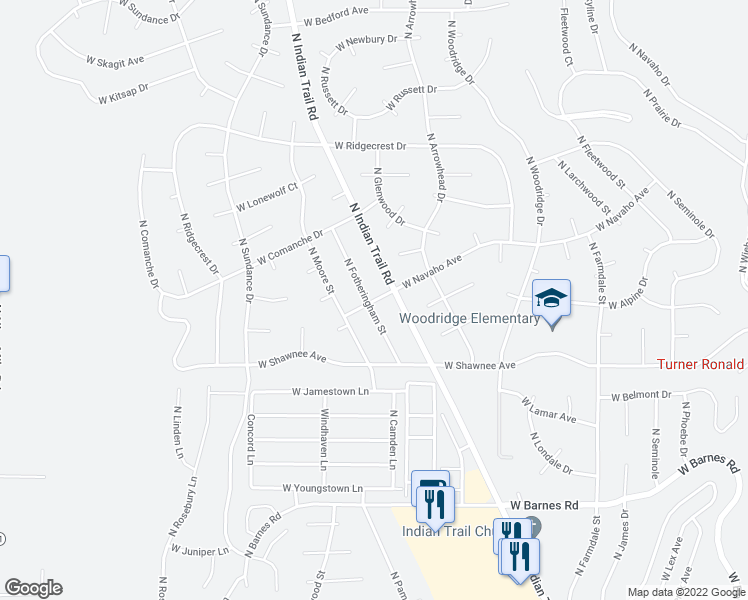 map of restaurants, bars, coffee shops, grocery stores, and more near 5416 West Navaho Avenue in Spokane