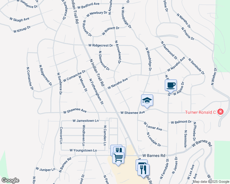 map of restaurants, bars, coffee shops, grocery stores, and more near 5315 West Baywood Court in Spokane
