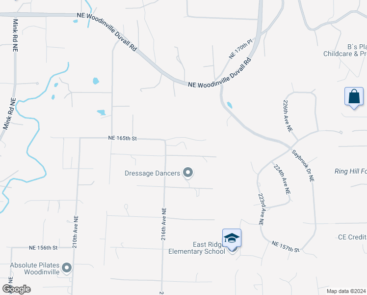 map of restaurants, bars, coffee shops, grocery stores, and more near 16400 216th Avenue Northeast in Woodinville