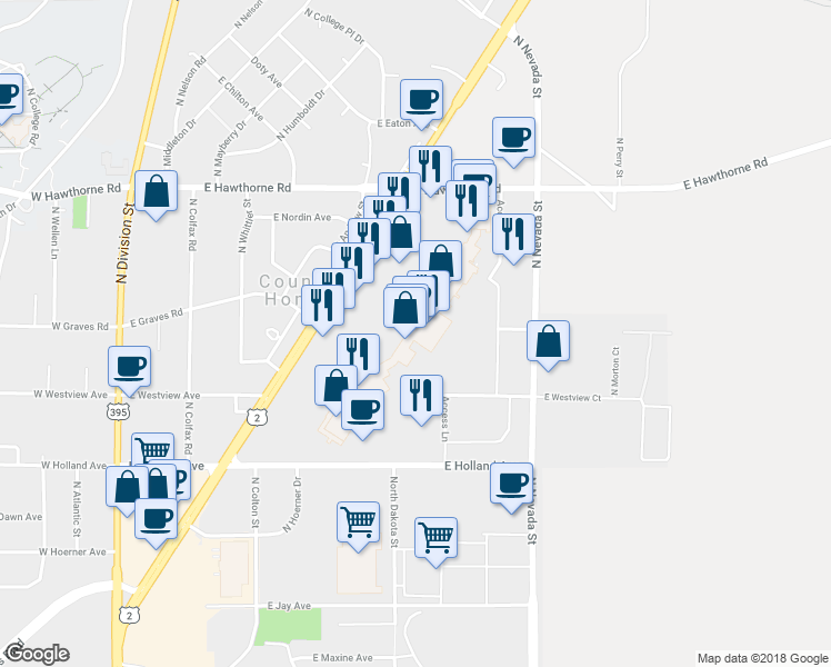 map of restaurants, bars, coffee shops, grocery stores, and more near 9770 North Newport Highway in Spokane
