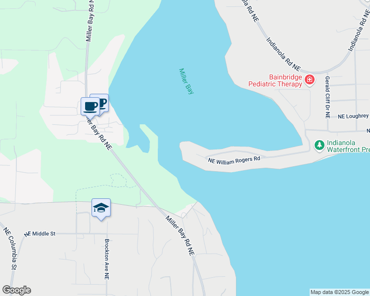 map of restaurants, bars, coffee shops, grocery stores, and more near 7124 Northeast William Rogers Road in Indianola