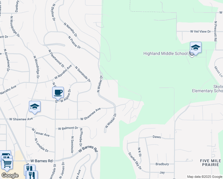 map of restaurants, bars, coffee shops, grocery stores, and more near 9916 North Wieber Drive in Spokane