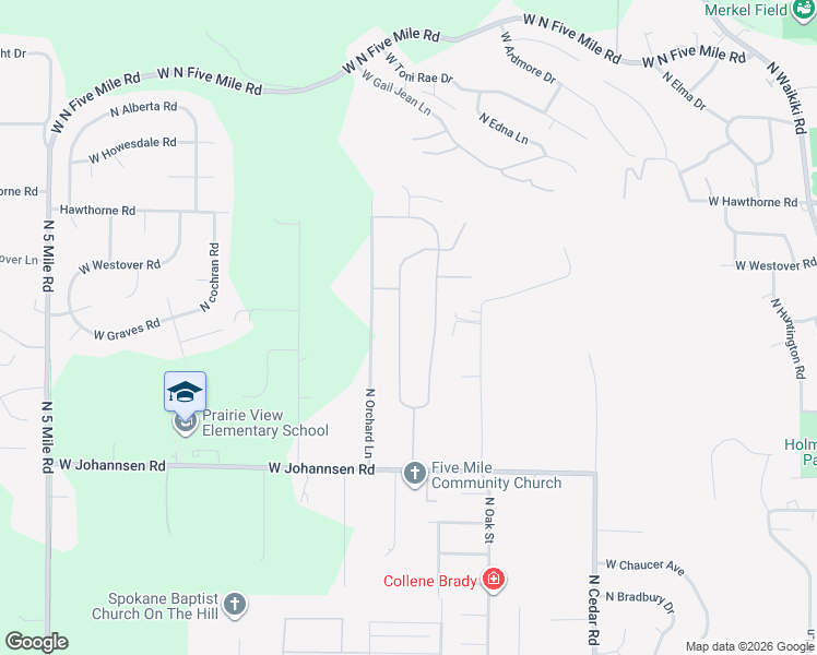 map of restaurants, bars, coffee shops, grocery stores, and more near 9908 North Austin Lane in Spokane