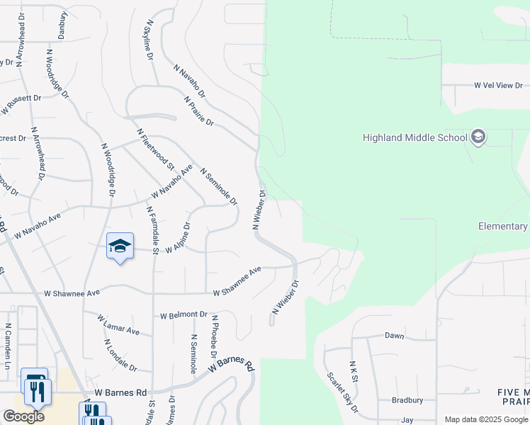 map of restaurants, bars, coffee shops, grocery stores, and more near 9916 North Wieber Drive in Spokane