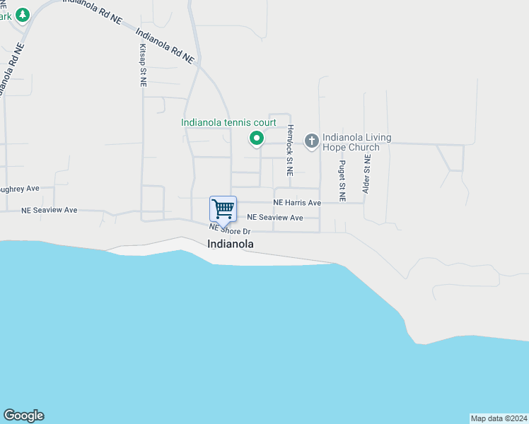 map of restaurants, bars, coffee shops, grocery stores, and more near 9360 Northeast Seaview Avenue in Indianola