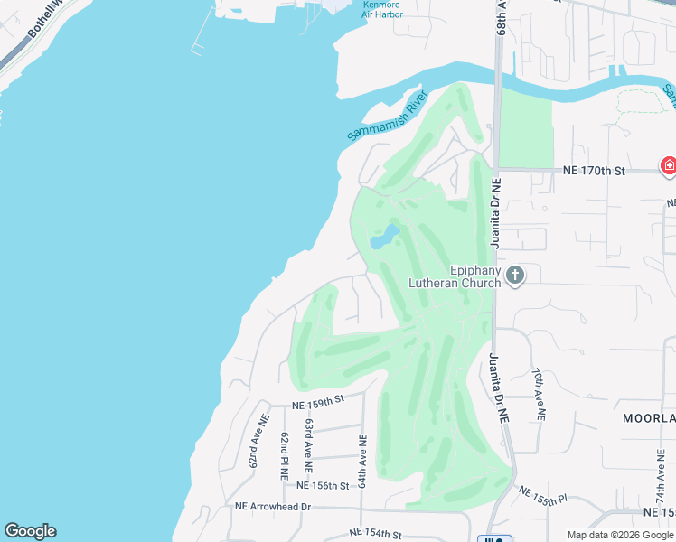 map of restaurants, bars, coffee shops, grocery stores, and more near 16347 Inglewood Place Northeast in Kenmore
