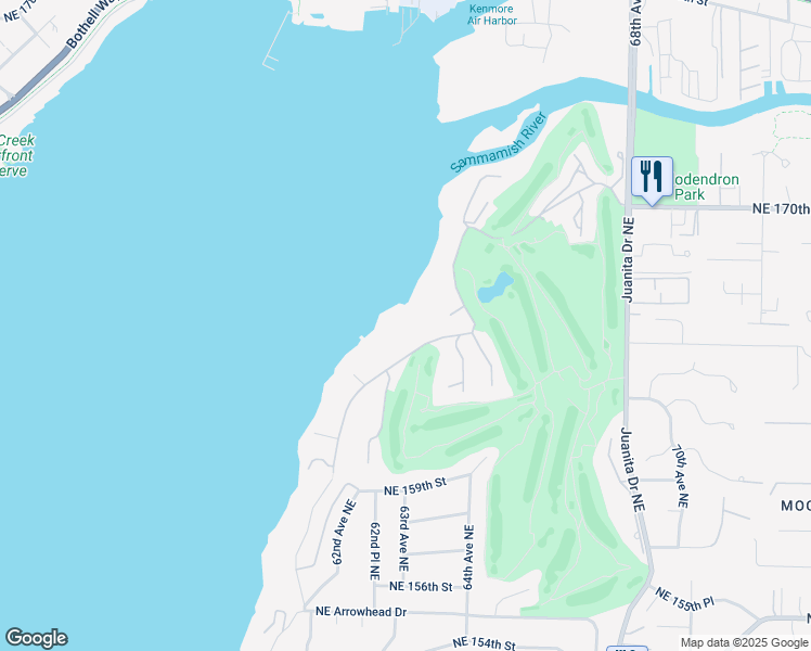 map of restaurants, bars, coffee shops, grocery stores, and more near 16415 Inglewood Road Northeast in Kenmore