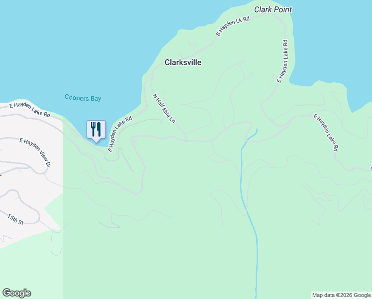 map of restaurants, bars, coffee shops, grocery stores, and more near 4714 East Upper Hayden Lake Road in Hayden