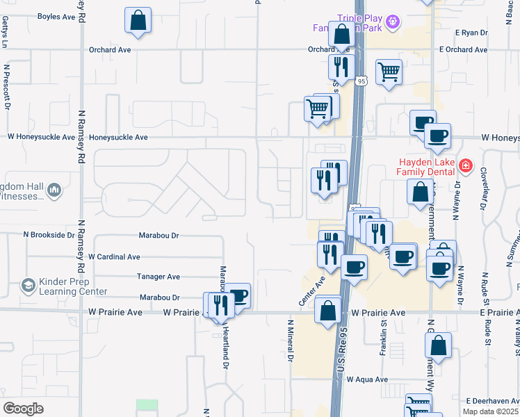 map of restaurants, bars, coffee shops, grocery stores, and more near 809 West Woodlawn Drive in Hayden
