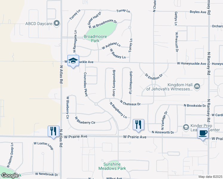 map of restaurants, bars, coffee shops, grocery stores, and more near 8711 North Boysenberry Loop in Hayden
