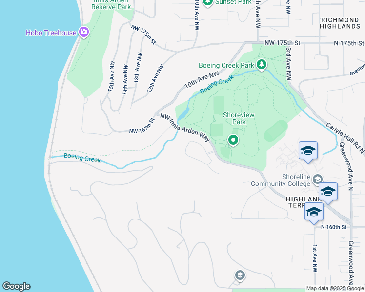 map of restaurants, bars, coffee shops, grocery stores, and more near 16508 9th Place Northwest in Shoreline
