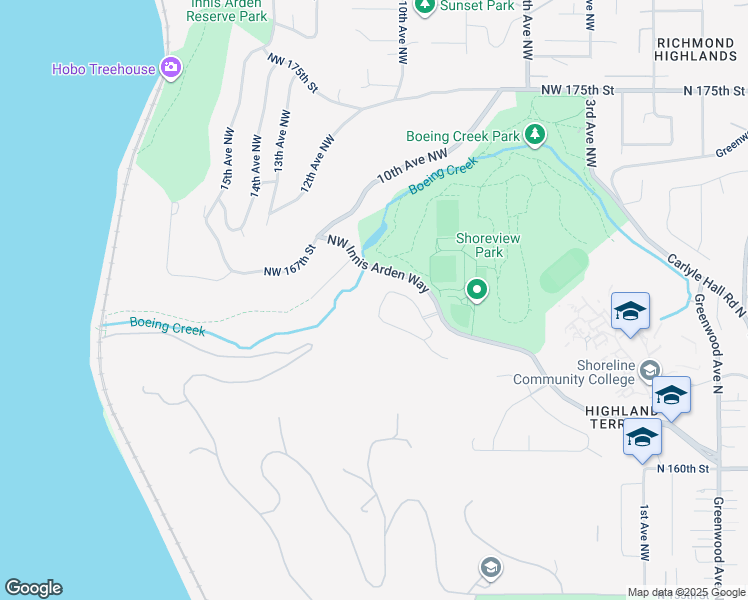 map of restaurants, bars, coffee shops, grocery stores, and more near 16508 9th Place Northwest in Shoreline