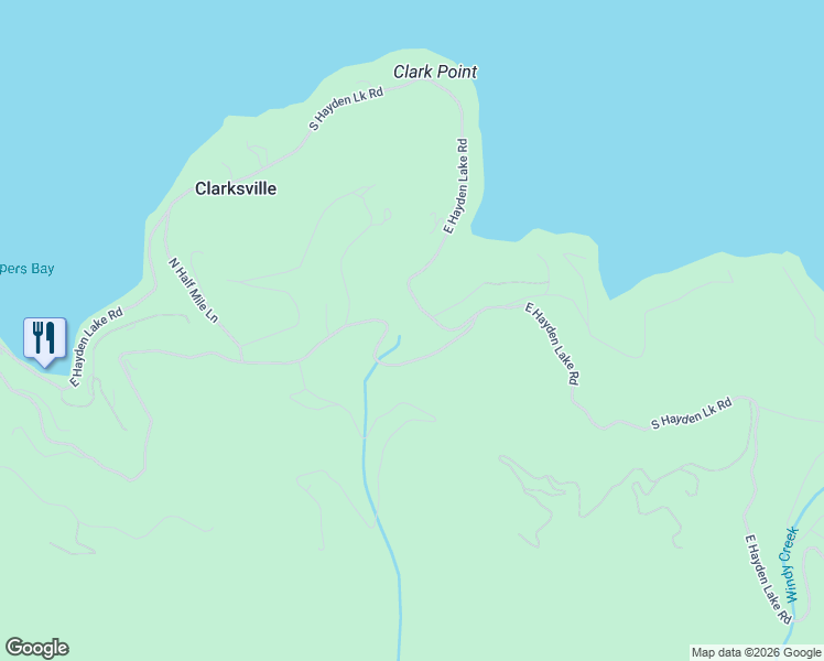 map of restaurants, bars, coffee shops, grocery stores, and more near 5410 East Upper Hayden Lake Road in Hayden