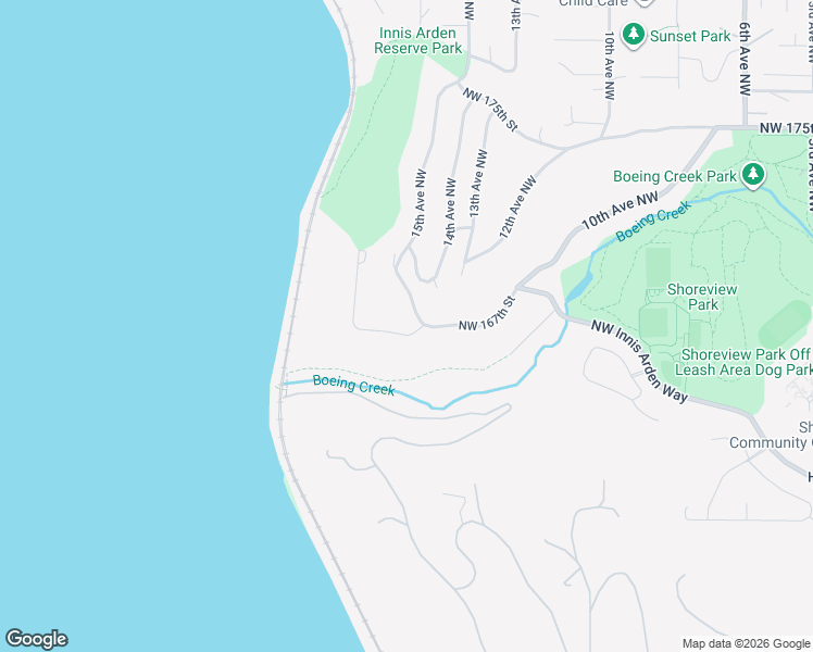 map of restaurants, bars, coffee shops, grocery stores, and more near 16715 15th Avenue Northwest in Shoreline