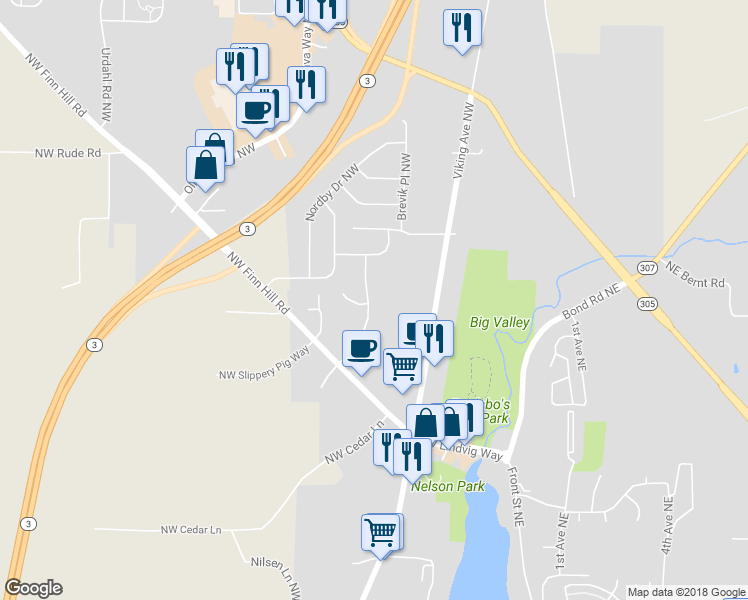 map of restaurants, bars, coffee shops, grocery stores, and more near 20740 Terasse Drive Northwest in Poulsbo