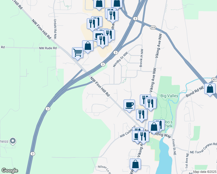 map of restaurants, bars, coffee shops, grocery stores, and more near in Poulsbo