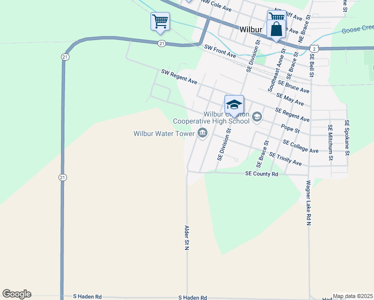 map of restaurants, bars, coffee shops, grocery stores, and more near 806 Alder Street in Wilbur