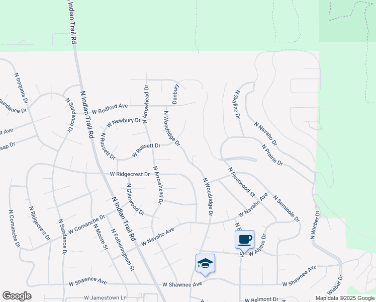 map of restaurants, bars, coffee shops, grocery stores, and more near 10404 North Woodridge Drive in Spokane