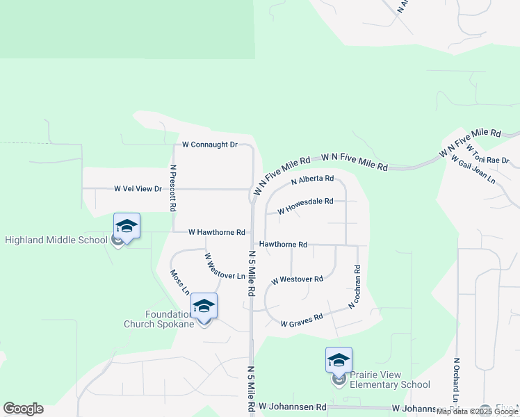 map of restaurants, bars, coffee shops, grocery stores, and more near 10403 North Alberta Road in Spokane