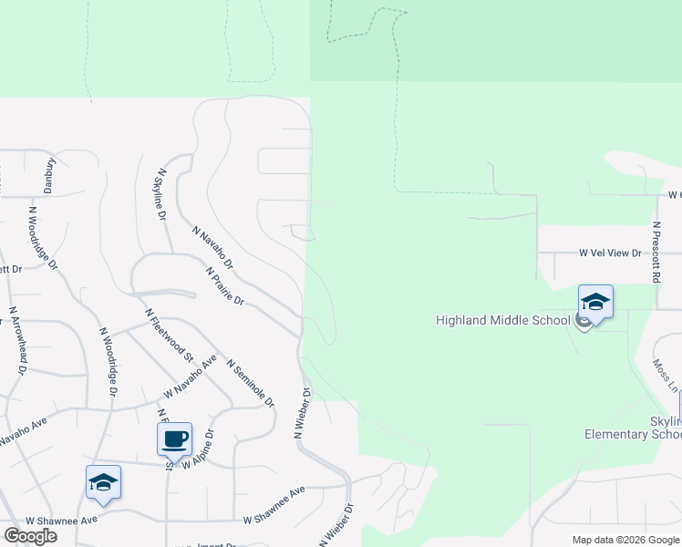 map of restaurants, bars, coffee shops, grocery stores, and more near 10211 North Wieber Drive in Spokane