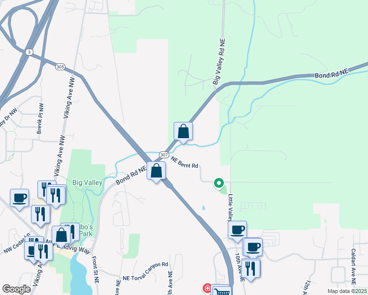 map of restaurants, bars, coffee shops, grocery stores, and more near 20882 Bond Road Northeast in Poulsbo