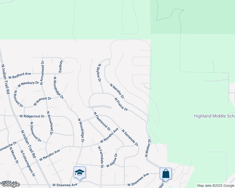 map of restaurants, bars, coffee shops, grocery stores, and more near 10321 North Navaho Drive in Spokane