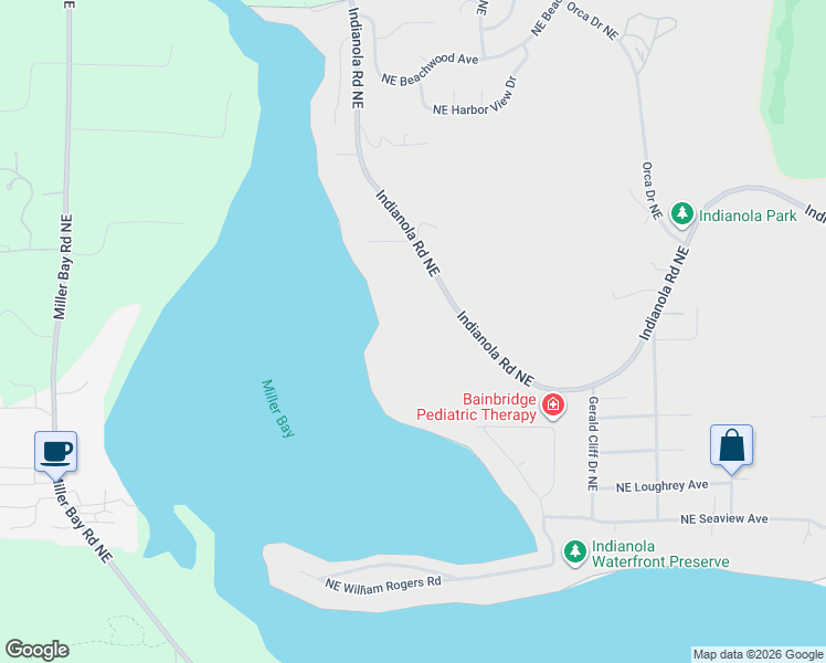 map of restaurants, bars, coffee shops, grocery stores, and more near 21001 Indianola Road Northeast in Poulsbo