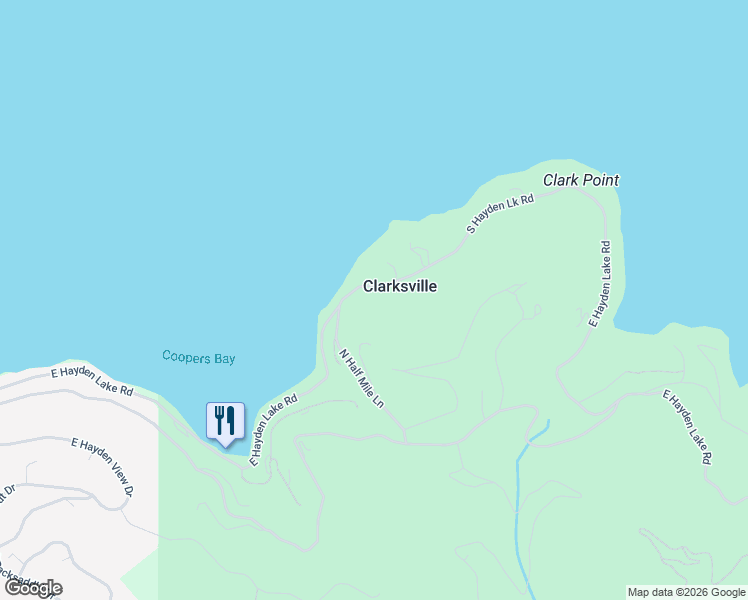 map of restaurants, bars, coffee shops, grocery stores, and more near 4581 East Hayden Lake Road in Hayden