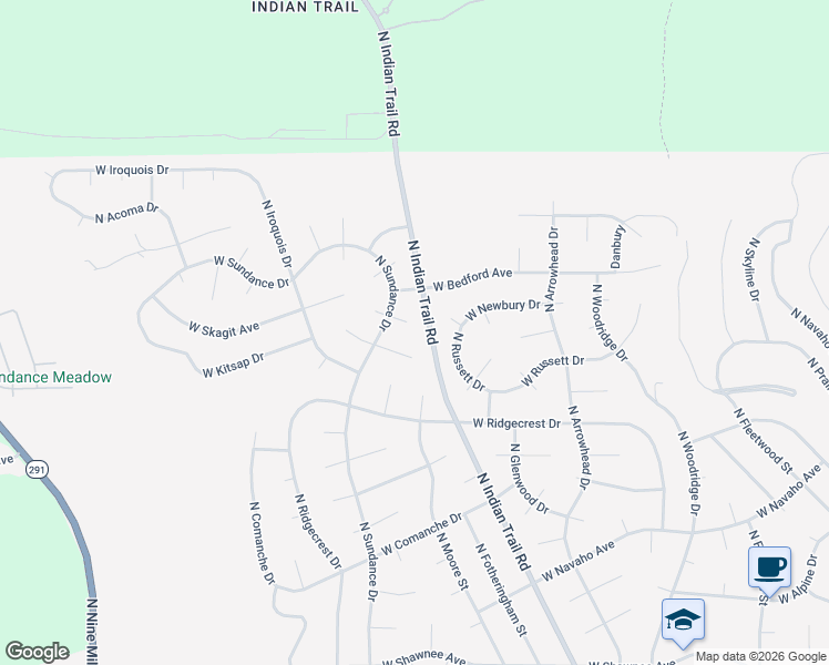 map of restaurants, bars, coffee shops, grocery stores, and more near 5901 West Pima Court in Spokane