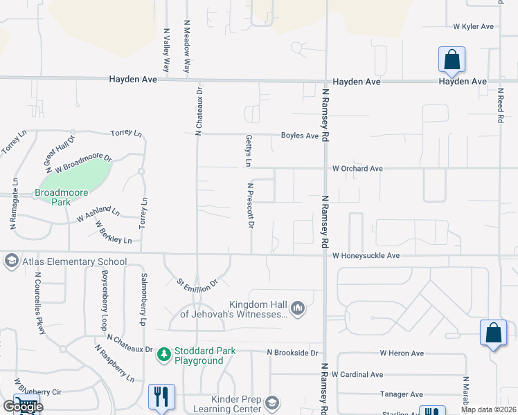 map of restaurants, bars, coffee shops, grocery stores, and more near 1983 West Ridgemont Avenue in Hayden