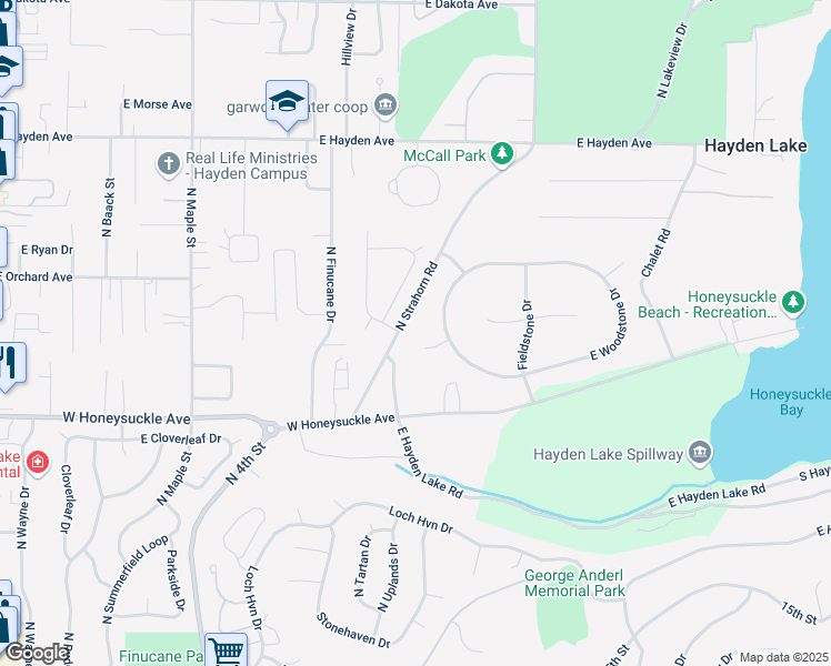 map of restaurants, bars, coffee shops, grocery stores, and more near 1275 East Woodstone Court in Hayden