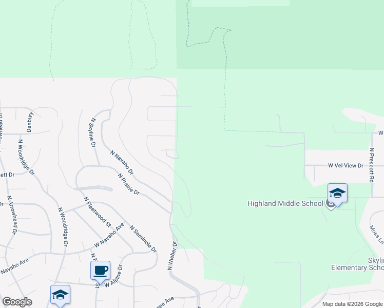 map of restaurants, bars, coffee shops, grocery stores, and more near North Wieber Drive in Spokane