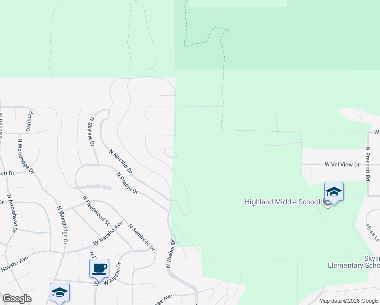 map of restaurants, bars, coffee shops, grocery stores, and more near North Wieber Drive in Spokane