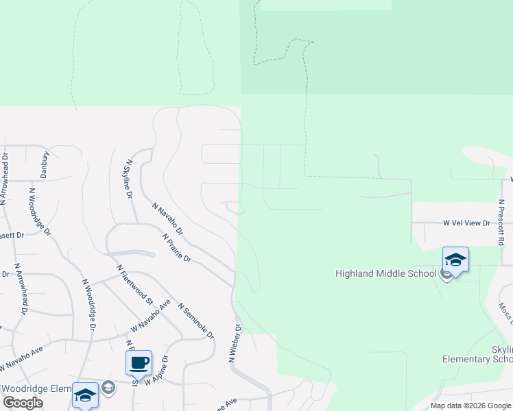 map of restaurants, bars, coffee shops, grocery stores, and more near North Wieber Drive in Spokane