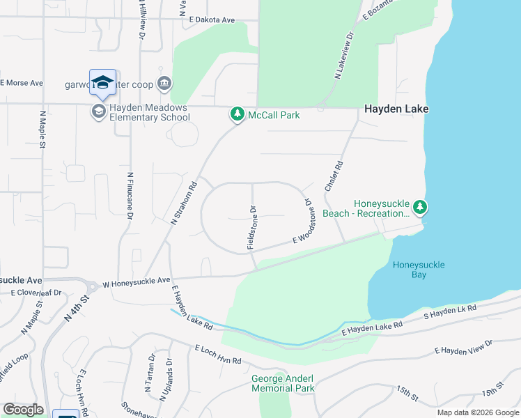 map of restaurants, bars, coffee shops, grocery stores, and more near 1660 East Pebblestone Court in Hayden