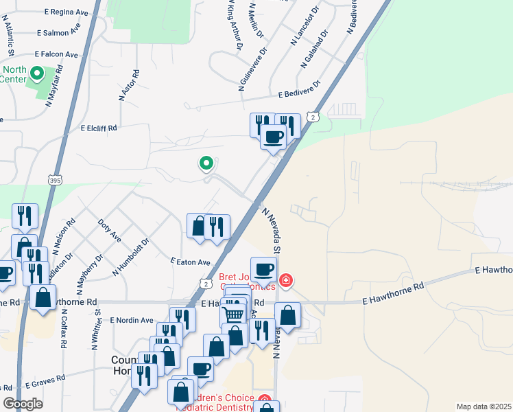 map of restaurants, bars, coffee shops, grocery stores, and more near 10823 North Newport Highway in Spokane
