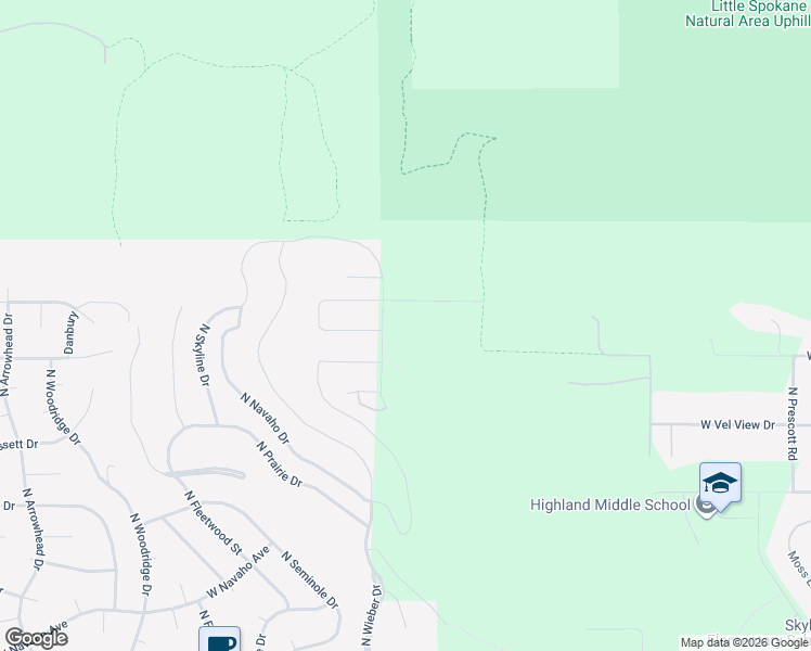 map of restaurants, bars, coffee shops, grocery stores, and more near 3702 West Hawthorne Road in Spokane