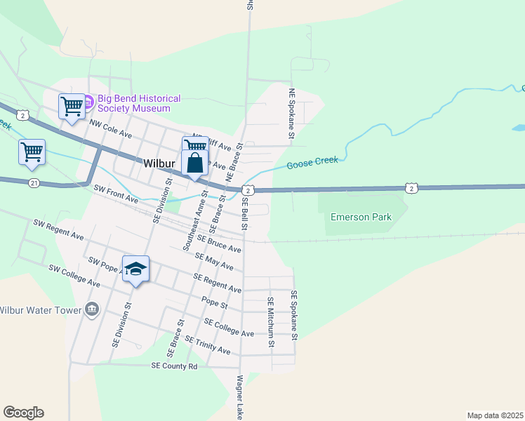 map of restaurants, bars, coffee shops, grocery stores, and more near 700 SE Railroad Ave in Wilbur