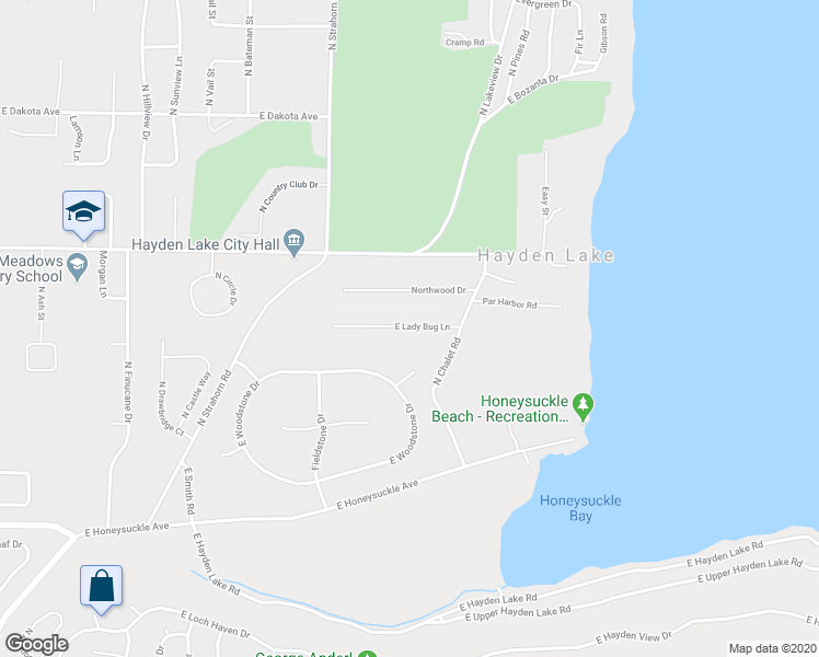 map of restaurants, bars, coffee shops, grocery stores, and more near 1842 East Lady Bug Lane in Hayden