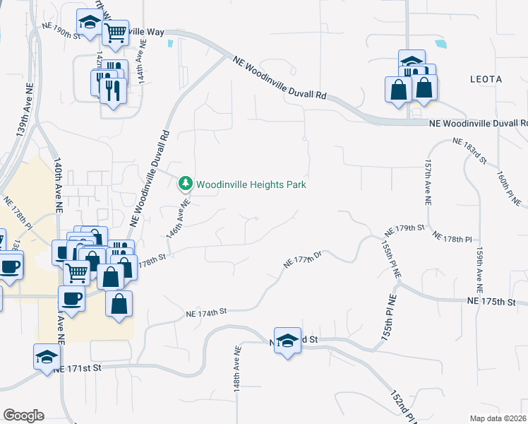 map of restaurants, bars, coffee shops, grocery stores, and more near 17859 149th Avenue Northeast in Woodinville